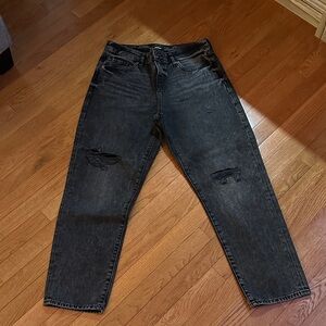 Express Black Distressed Boyfriend Jeans